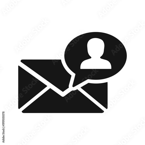 Email communication feedback icon solid black icon set vector illustration