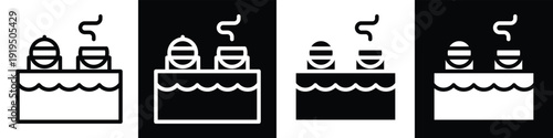 Food Table lineal glyph icon style in white and black background