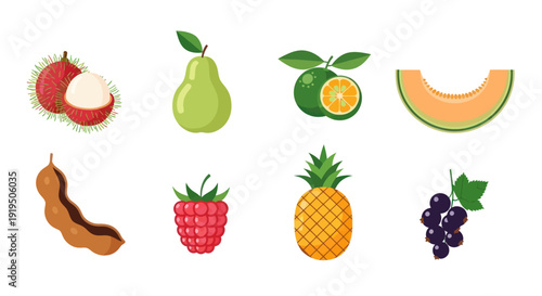 Assortment of fresh fruits isolated on white
