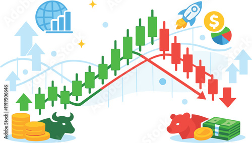 market or forex trading graphs and candlestick charts, suitable for financial investment concepts, set against economic trend backgrounds for business ideas and all artwork design