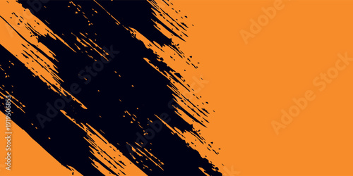 orange black brush Car sticker wrap pattern banner abstract sporty lines black orange color combination grunge brush modern pattern racing motorsport vector design.