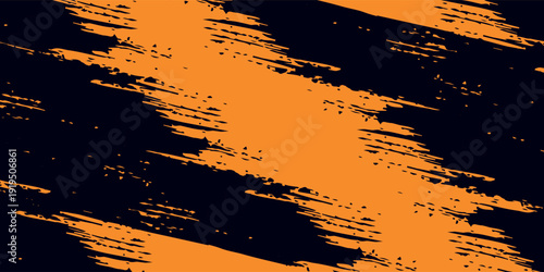 orange black brush Car sticker wrap pattern banner abstract sporty lines black orange color combination grunge brush modern pattern racing motorsport vector design.