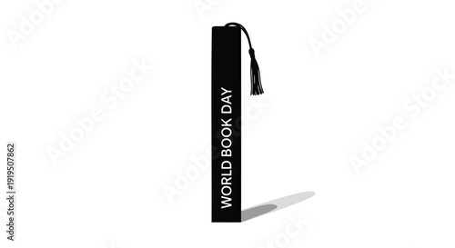 Vector illustration of a closed book with WORLD BOOK DAY text and a bookmark, isolated on white background.