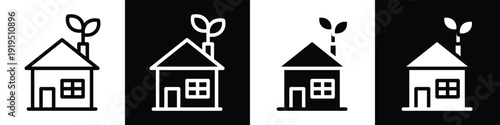 Green House lineal glyph icon style in white and black background