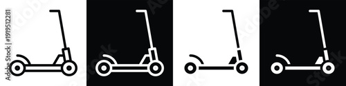 Scooter lineal glyph icon style in white and black background