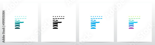 Waves Current Ripple Water Tidal Stream Curves Lines Letter Initial Logo Design F