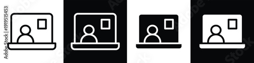 Online Class lineal glyph icon style in white and black background