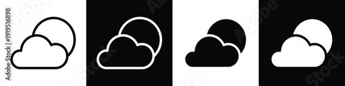 Cloudy lineal glyph icon style in white and black background