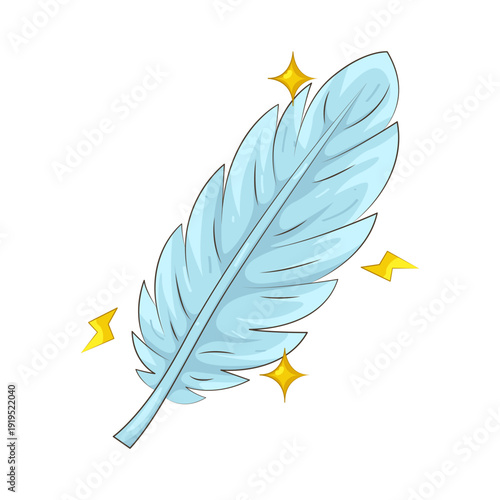 Illustration of Sparkling Light Blue Feather