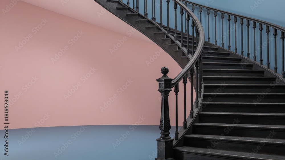 Fototapeta premium Elegant Black Staircase Against Abstract Gradient Background