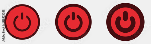 Red power button symbols in various designs and styles.