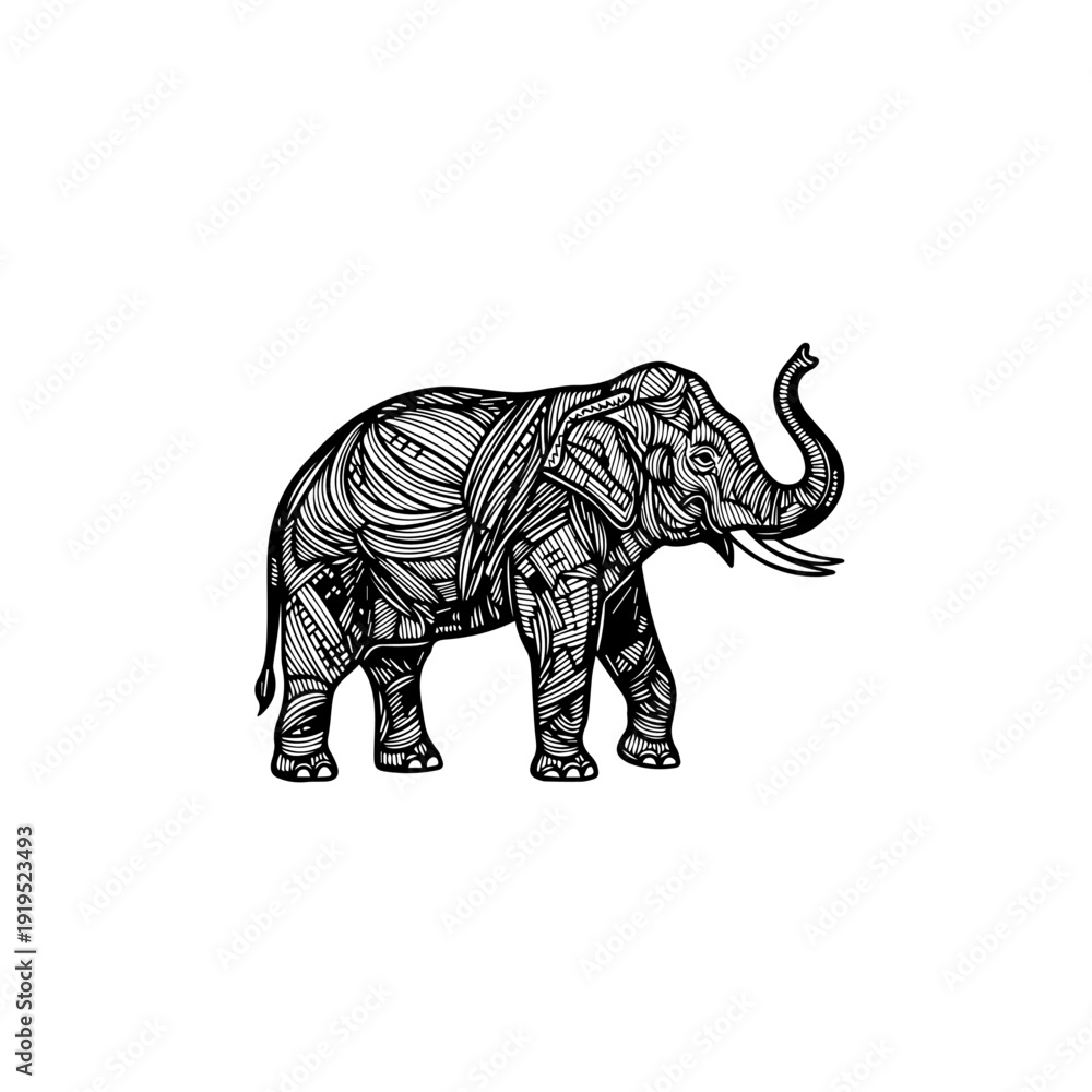 Fototapeta premium Artistic Elephant Illustration with Intricate Patterns
