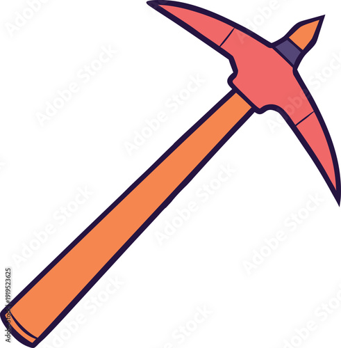 Red Pickaxe on White Background