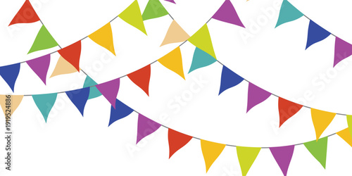 Carnival garland with flags. Decorative colorful party pennants for birthday celebration, vector illustration