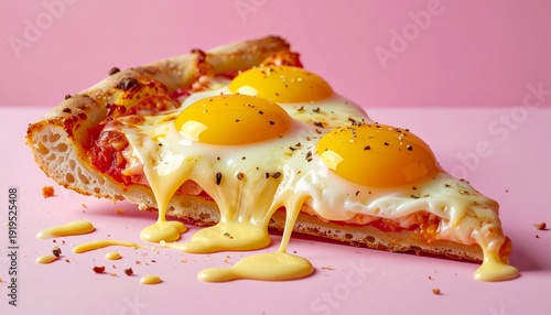 slice of pizza with fried eggs