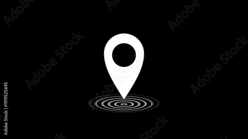 White Location Pin Icon with Ripple. Map pointer icon set with pin symbols for navigation and location markers