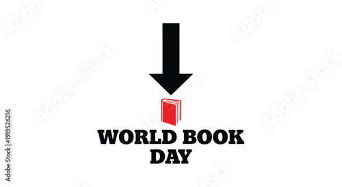 World Book Day icon with arrow pointing down, symbolizing reading and literacy.