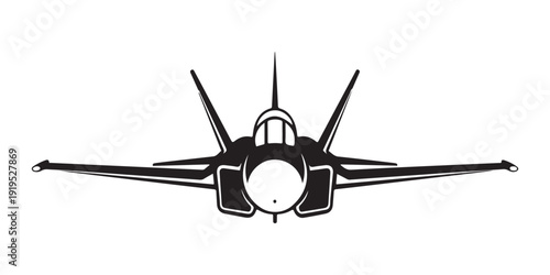 Combat aircraft emblem template monochrome fighter plane front angle vector graphic