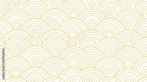 Illustration of concentric circles pattern in yellow tone, viewed from directly above, showcasing design elements in a repetitive wave-like structure