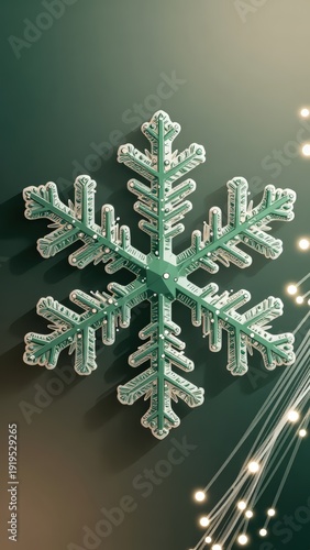 Elegant Snowflake Vector Illustration with Festive Lights