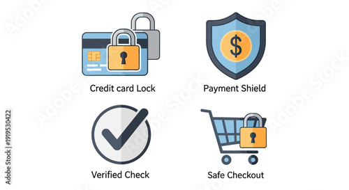 Secure online payment protection icons.