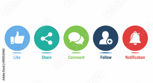 Social media icons on white background.