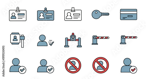 Security access control icons set.