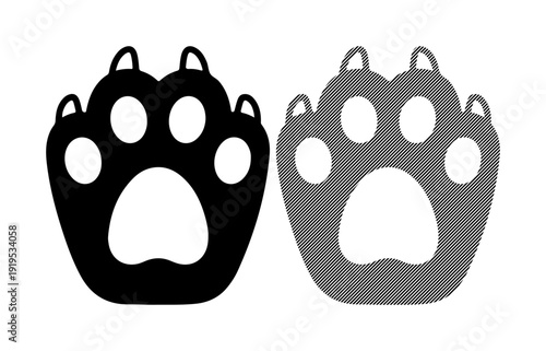 Simple black and grey paw print icons representing pets or wildlife