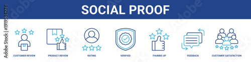 Social Proof web banner icon set collection solid style.