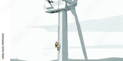 Wind Turbine Maintenance Technician Silhouette