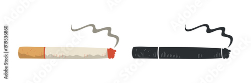 Smoking cigarettes in different colors on white background