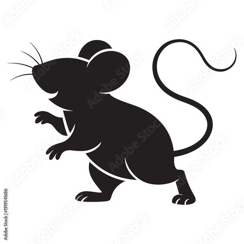 Cartoon mouse illustration standing upright with detailed whiskers and tail isolated design