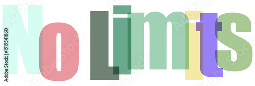 Quadro su tela Creative and vibrant text art with the phrase no limits isolated on transparent