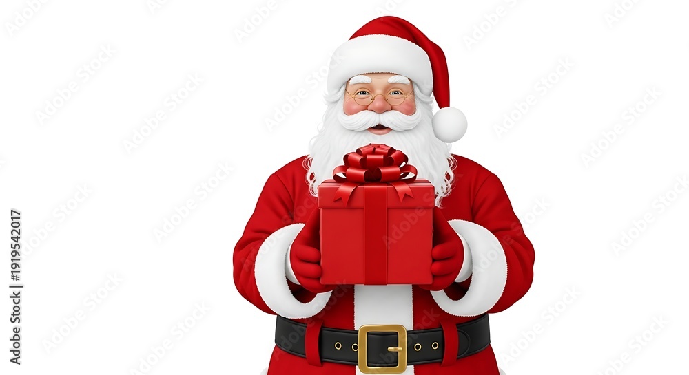 Fototapeta premium A santa claus holding a wrapped gift