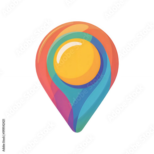 Brightly colored and beautifully layered map pin icon for location services.