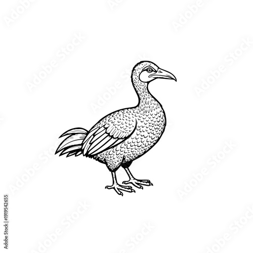 Extinct Dodo Bird Line Art Illustration