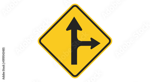 Directional road sign indicating multiple paths ahead on a highway or road