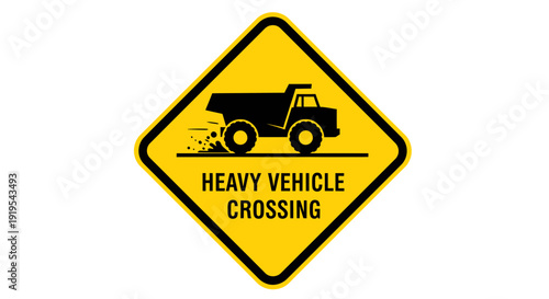 Warning sign for heavy vehicle crossing on road infrastructure