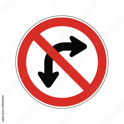 A traffic sign prohibits turning left or right on the road.