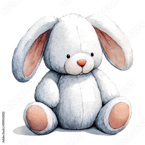 Stuffed Animal watercolor artwork, high-quality professional vector illustration isolated on a white background.