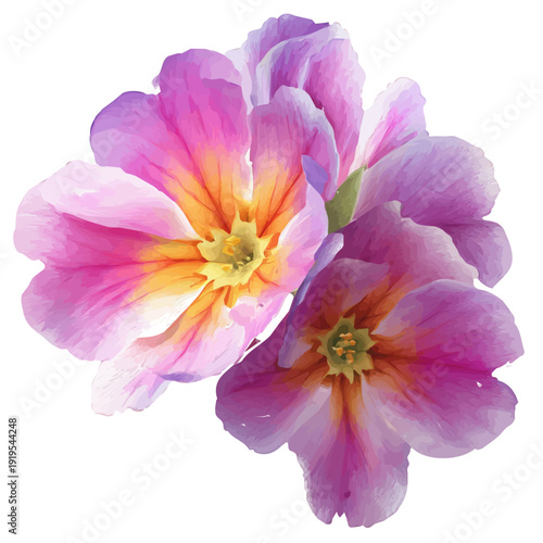 Stylized watercolor Primrose vector, modern artistic illustration with high-quality details on a pure white background.