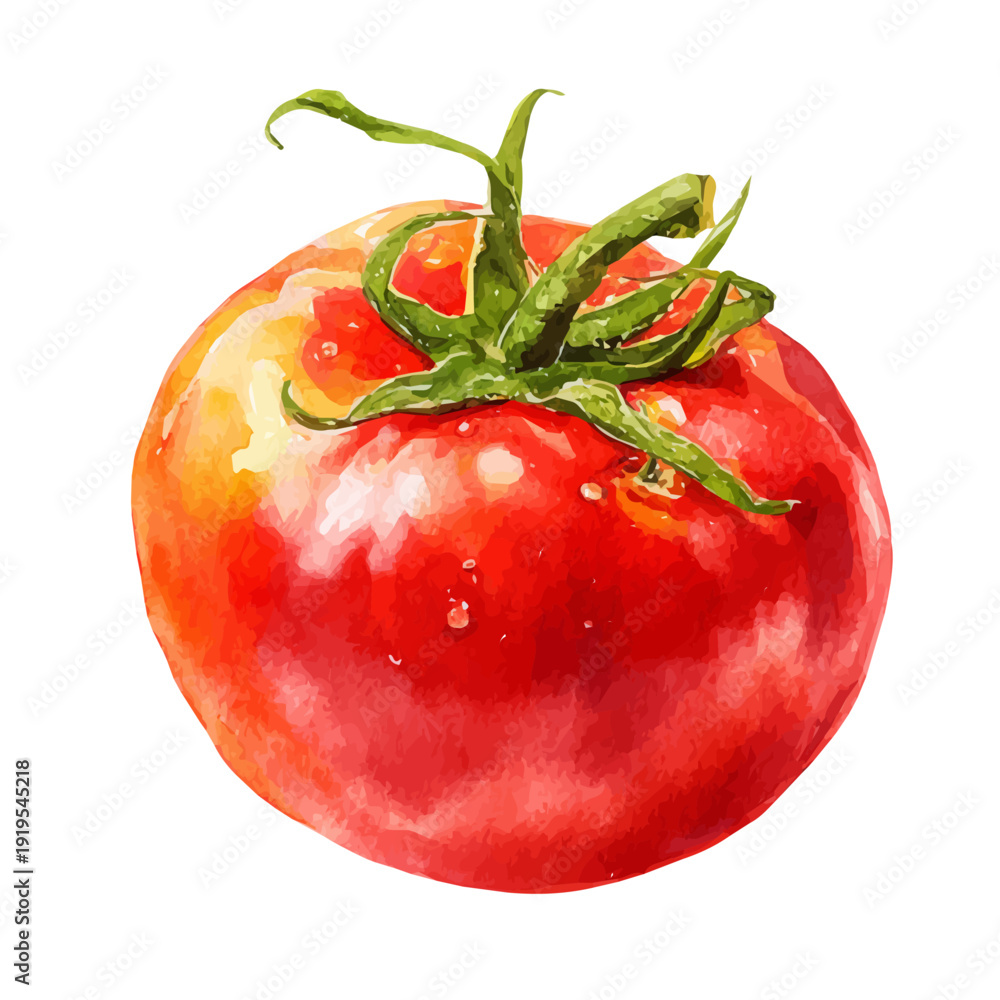 Ταπετσαρία Tomato watercolor vector illustration, high-quality artwork isolated on a pure white background