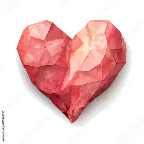 Stylized watercolor Paper Heart vector, modern artistic illustration with high-quality details on a pure white background.