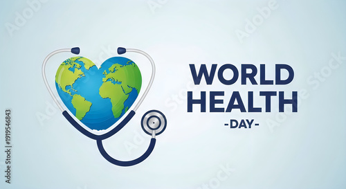 World health day awareness campaign with heart and stethoscope
