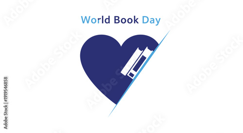 Wallpaper Mural World Book Day icon with heart and book, reading love symbol, literacy celebration vector Torontodigital.ca