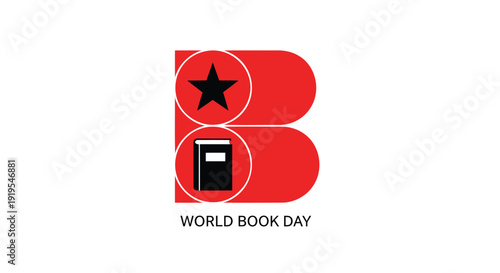 Wallpaper Mural World Book Day vector logo with star and book symbol, isolated on transparent background Torontodigital.ca
