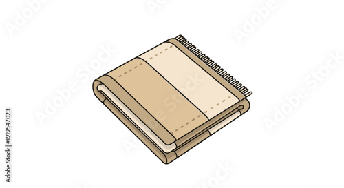 Beige and brown plaid folded blanket with fringed edges in an isometric view on white.