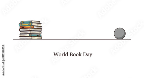 Wallpaper Mural Vector illustration of books and ball on a seesaw for World Book Day, symbolizing balance between reading and play. Torontodigital.ca