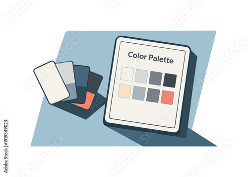 Digital color palette selection on a tablet with swatches, modern design concept