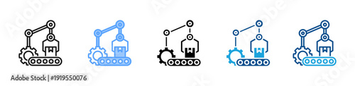 Production Line icon set multiple style collection
